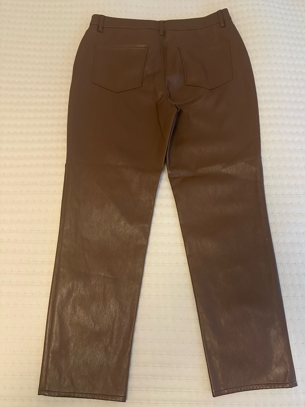 Talbots Faux Leather Straight Leg Pants Women’s Size 12 Brown 5 Pocket NWT - Picture 7 of 13